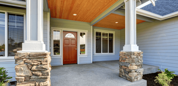 Impress Your Guests With These Exterior Entry Designs Stone Pillars image